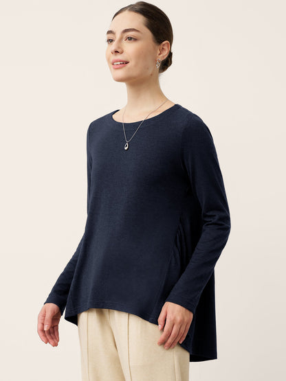 Wool Panelled Ruched Asymmetric Hem Top KALISTA 8