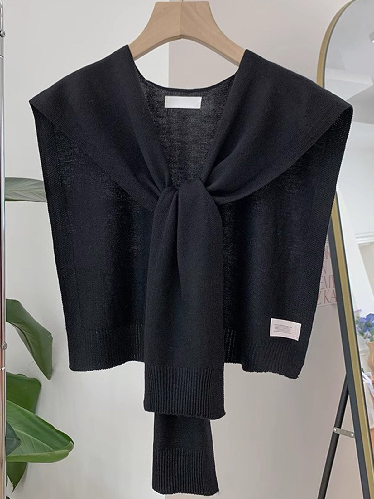 Wool Textured Knit Shawl Scarf 0