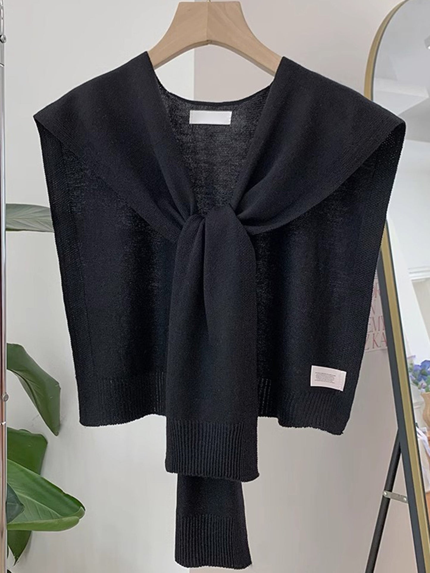 Wool Textured Knit Shawl Scarf 0