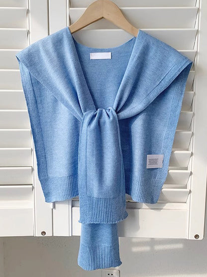 Wool Textured Knit Shawl Scarf 2