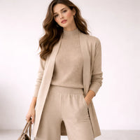 Wren Ribbed Knit Lounge Set | Three-Piece Soft Womens Loungewear Ensemble 0