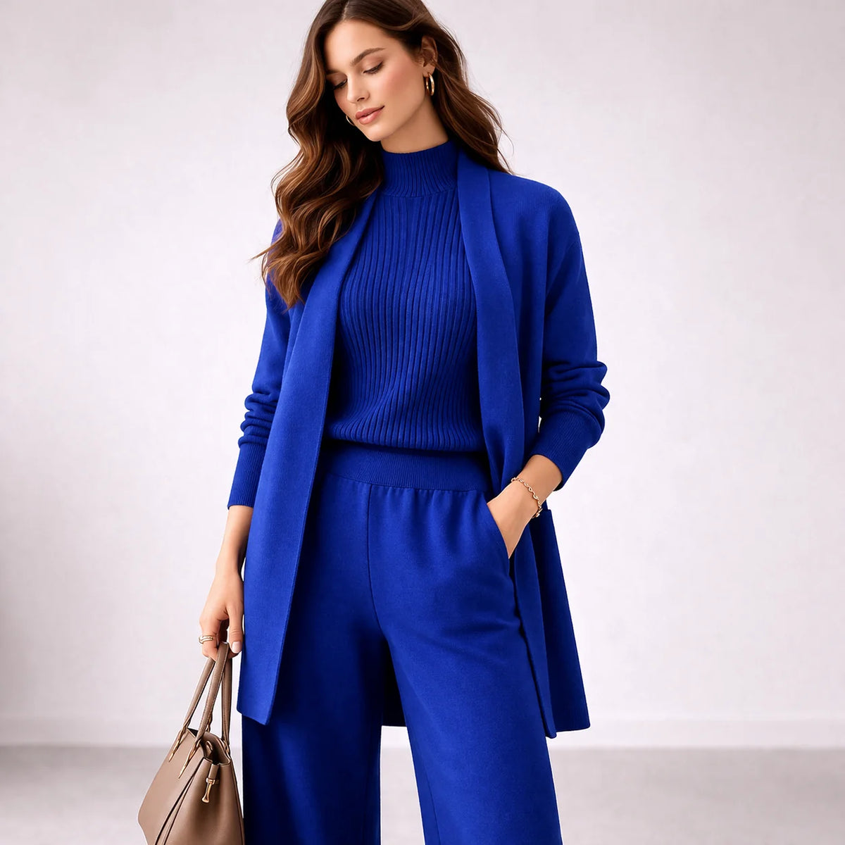 Wren Ribbed Knit Lounge Set | Three-Piece Soft Womens Loungewear Ensemble 2