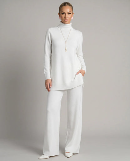 Wynna Knit Loungewear Set | Cozy Polyester, Relaxed Turtleneck & Wide-Leg Trousers 0