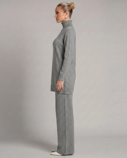 Wynna Knit Loungewear Set | Cozy Polyester, Relaxed Turtleneck & Wide-Leg Trousers 5