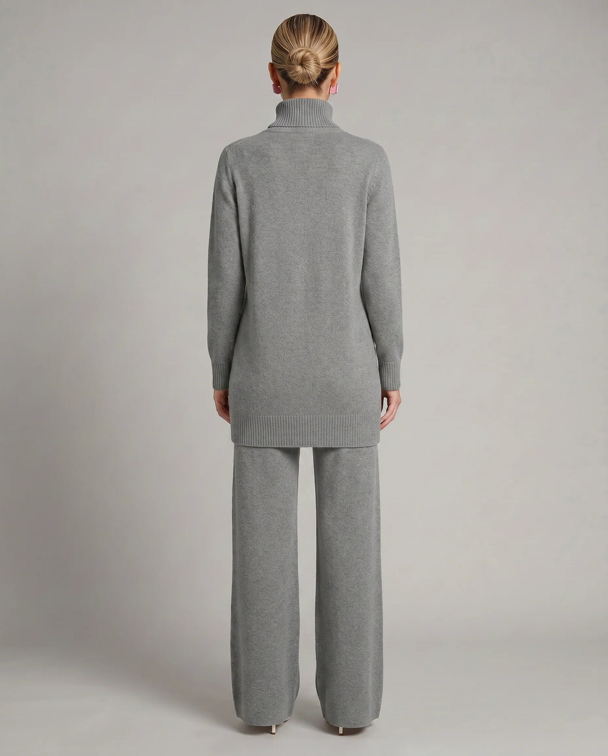 Wynna Knit Loungewear Set | Cozy Polyester, Relaxed Turtleneck & Wide-Leg Trousers 6