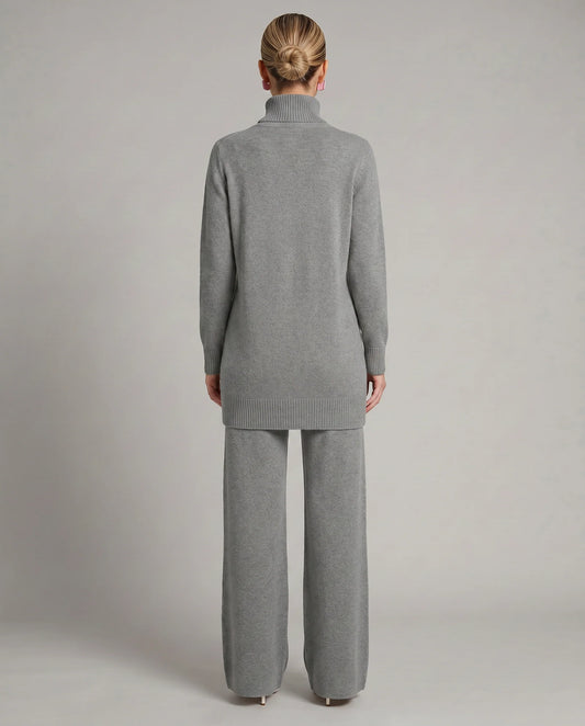 Wynna Knit Loungewear Set | Cozy Polyester, Relaxed Turtleneck & Wide-Leg Trousers 6