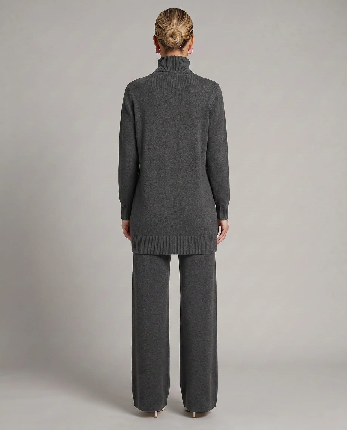 Wynna Knit Loungewear Set | Cozy Polyester, Relaxed Turtleneck & Wide-Leg Trousers 8