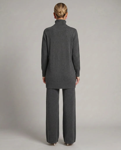 Wynna Knit Loungewear Set | Cozy Polyester, Relaxed Turtleneck & Wide-Leg Trousers 8