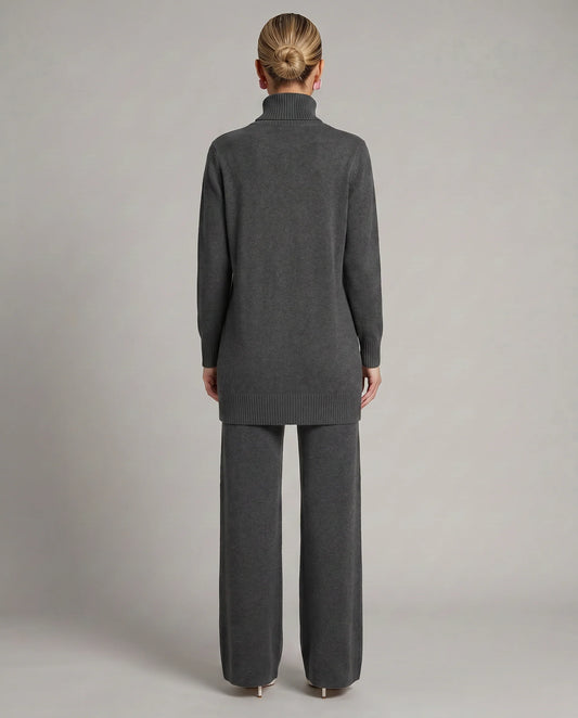 Wynna Knit Loungewear Set | Cozy Polyester, Relaxed Turtleneck & Wide-Leg Trousers 8