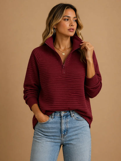 Wynna Ribbed Knit Jumper | Cozy Quarter-Zip Women's Sweater 2