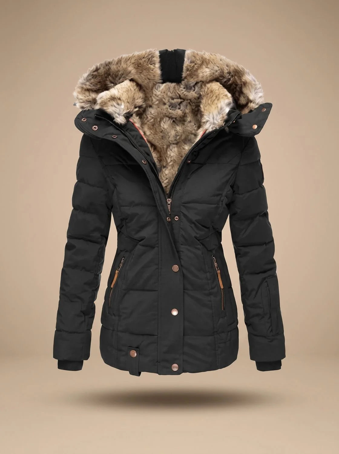 Wynter Long Puffer Coat | Quilted Insulation, Detachable Faux Fur Hood 0