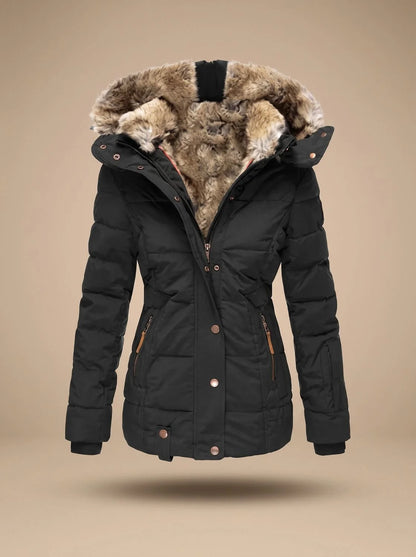 Wynter Long Puffer Coat | Quilted Insulation, Detachable Faux Fur Hood 0