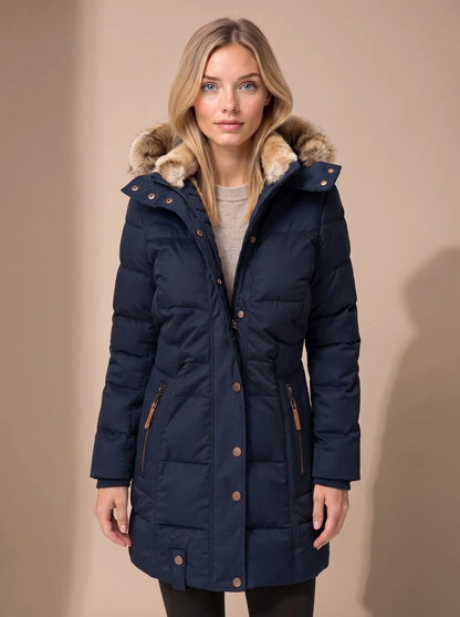 Wynter Long Puffer Coat | Quilted Insulation, Detachable Faux Fur Hood 3