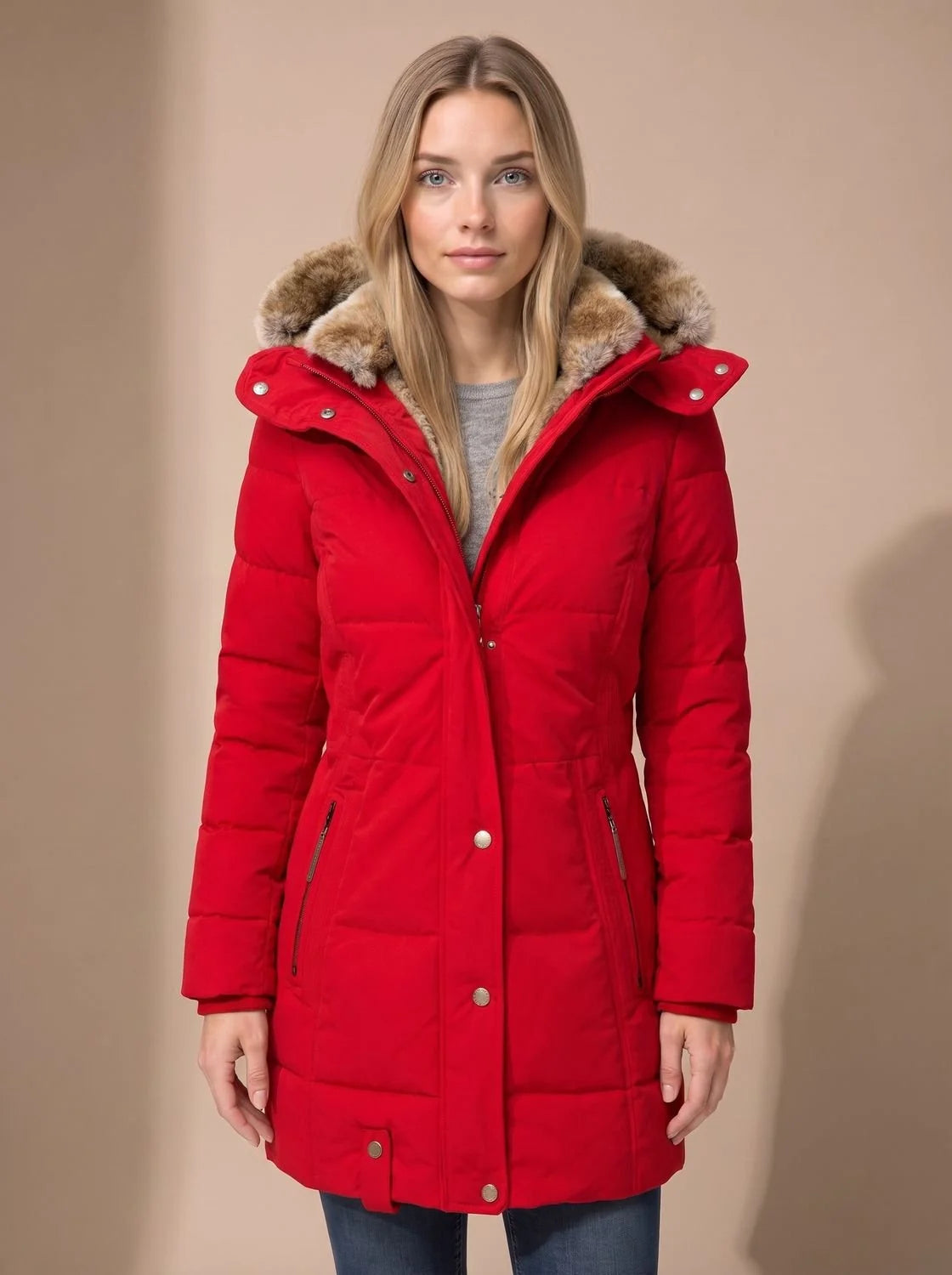 Wynter Long Puffer Coat | Quilted Insulation, Detachable Faux Fur Hood 4
