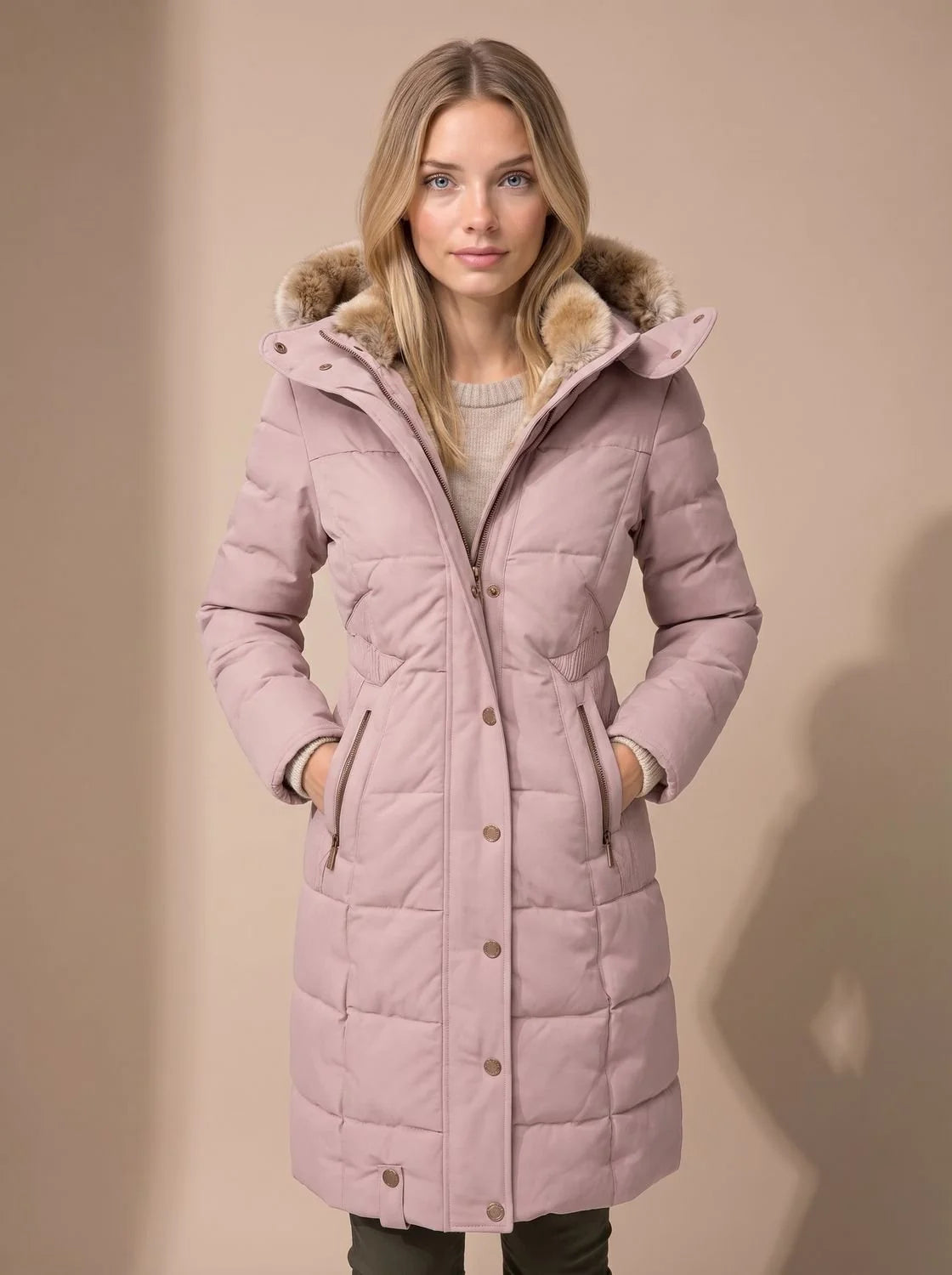 Wynter Long Puffer Coat | Quilted Insulation, Detachable Faux Fur Hood 5