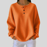 Wynter Waffle Knit Henley Sweatshirt | Relaxed Fit, Soft Texture for Women 0