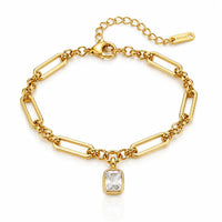 Zircon Charm Chain Bracelet - 18K Gold Plated 0
