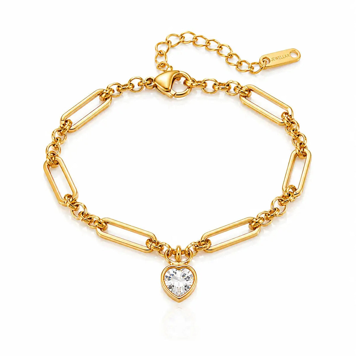 Zircon Charm Chain Bracelet - 18K Gold Plated 7