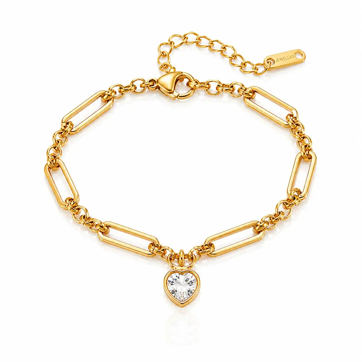 Zircon Charm Chain Bracelet - 18K Gold Plated 7