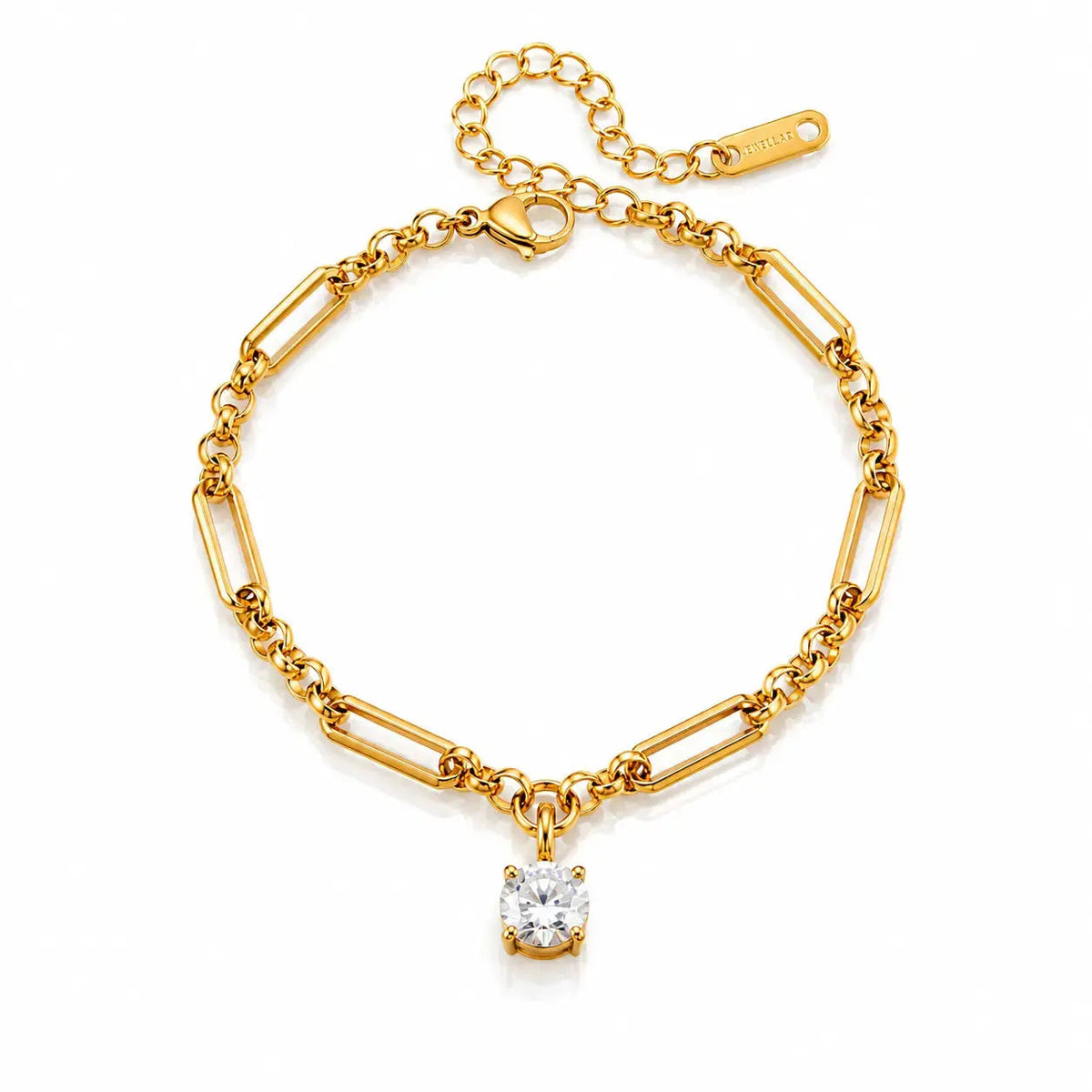 Zircon Charm Chain Bracelet - 18K Gold Plated 8