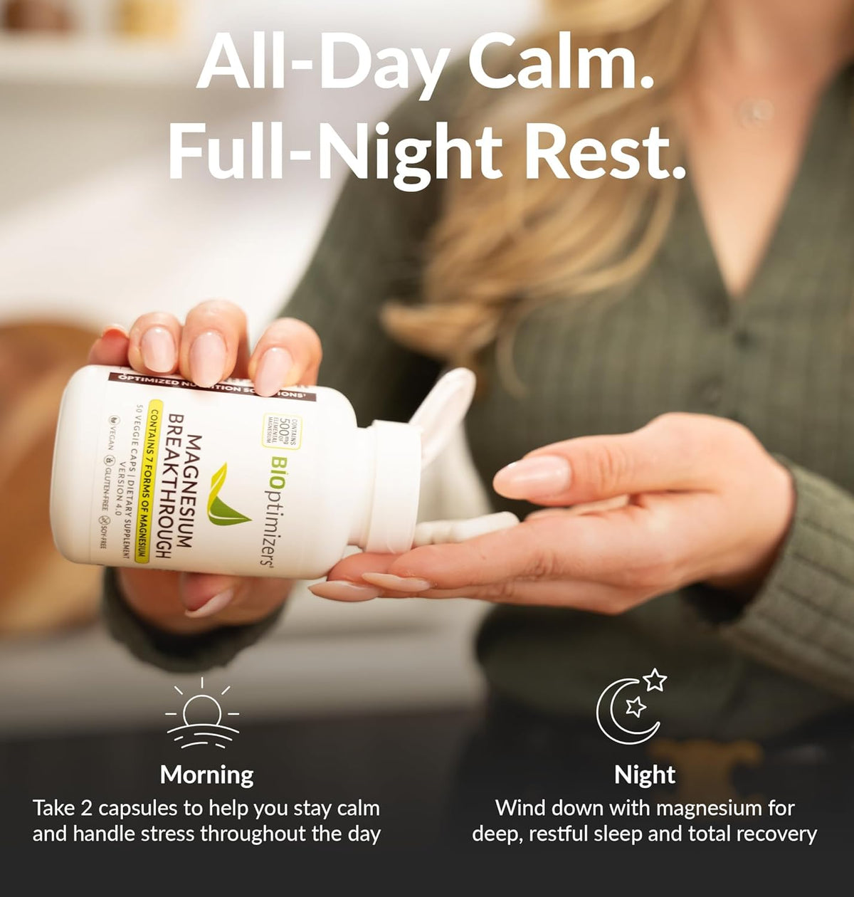 BIOptimizers | Magnesium Complex 500MG Supplement - Magnesium Glycinate, Citrate & Malate - Sleep Support, Stress Relief, Muscles & Relaxation